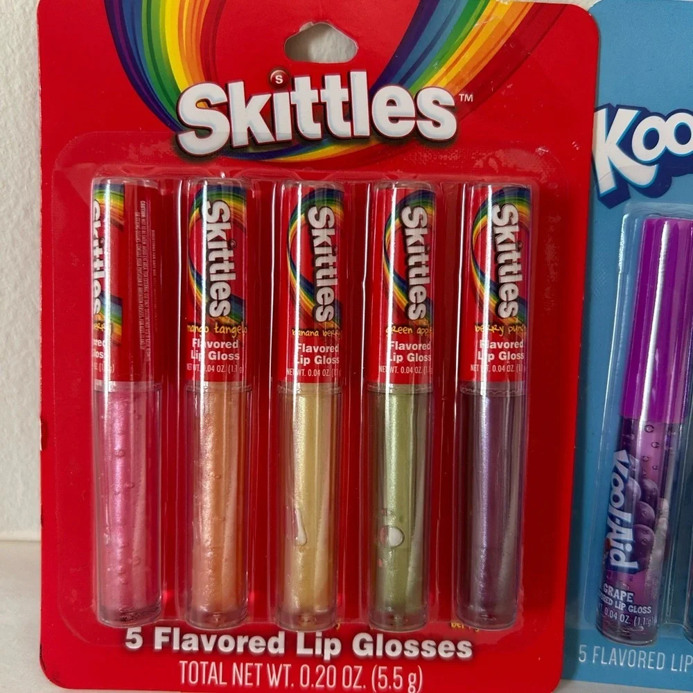 NIB Skittles and Kool-Aid Lip Gloss Sets - Multicolor RARE HTF